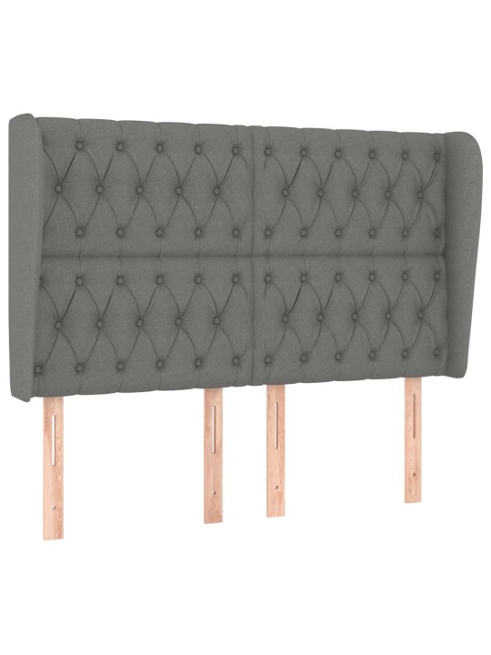 Čelo postele typu ušák tmavě šedé 163x23x118/128 cm textil