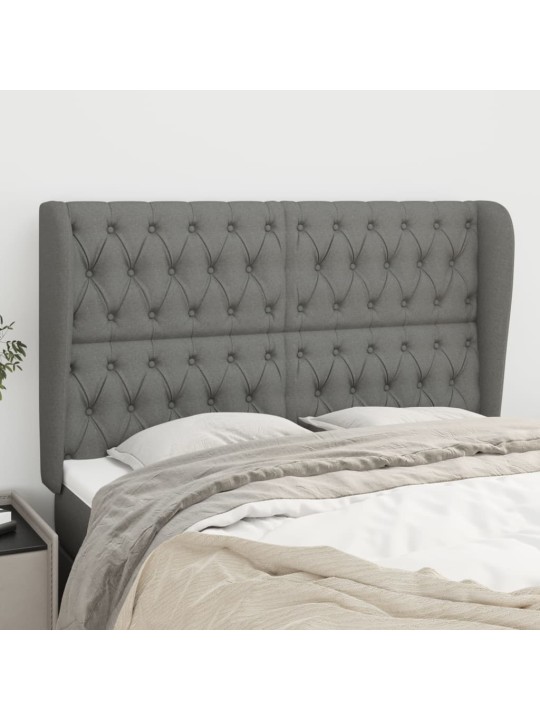 Čelo postele typu ušák tmavě šedé 163x23x118/128 cm textil