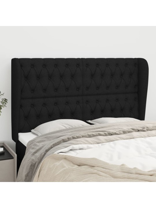 Čelo postele typu ušák černé 163x23x118/128 cm textil
