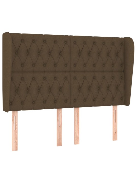 Čelo postele typu ušák tmavě hnědé 163x23x118/128 cm textil