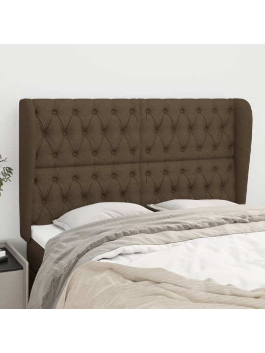Čelo postele typu ušák tmavě hnědé 163x23x118/128 cm textil
