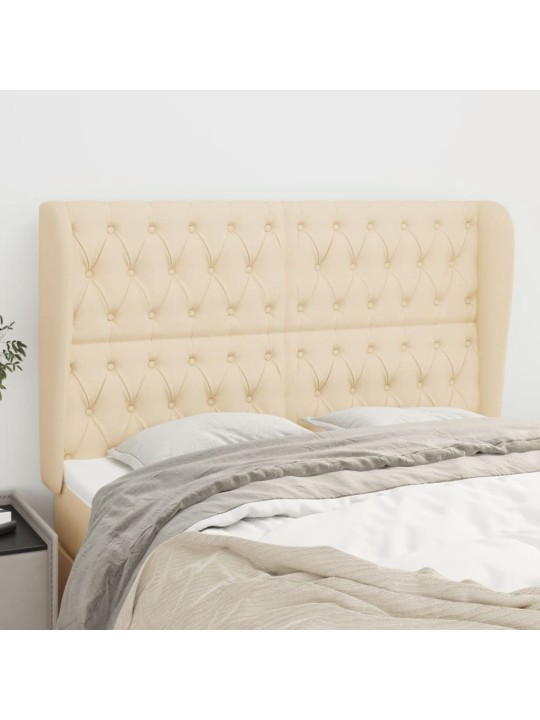 Čelo postele typu ušák krémové 163x23x118/128 cm textil