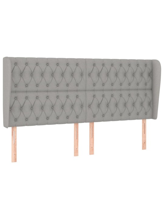 Čelo postele typu ušák světle šedé 203x23x118/128 cm textil