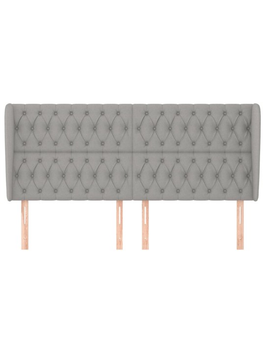 Čelo postele typu ušák světle šedé 203x23x118/128 cm textil