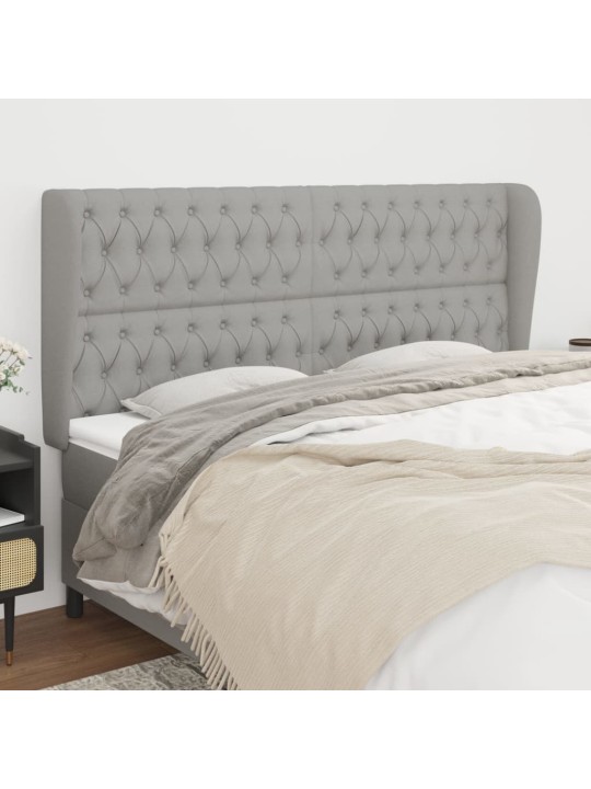 Čelo postele typu ušák světle šedé 203x23x118/128 cm textil