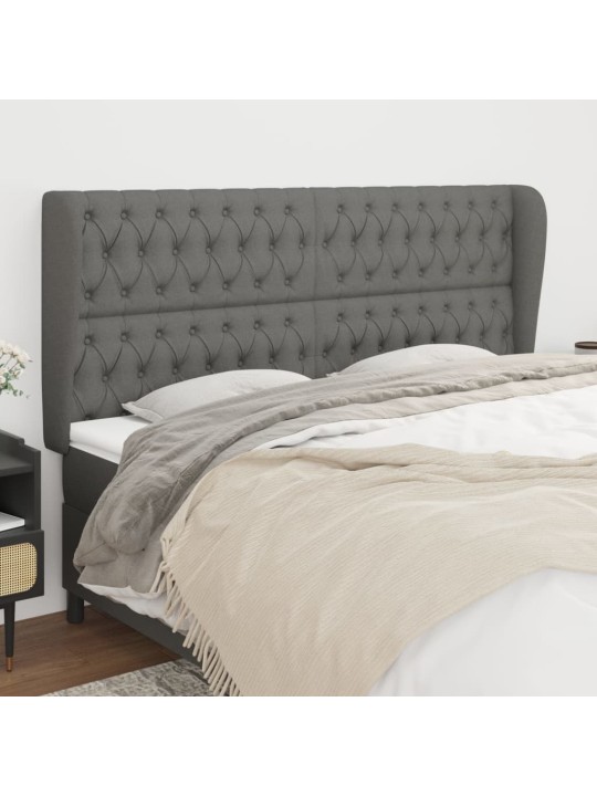 Čelo postele typu ušák tmavě šedé 203x23x118/128 cm textil