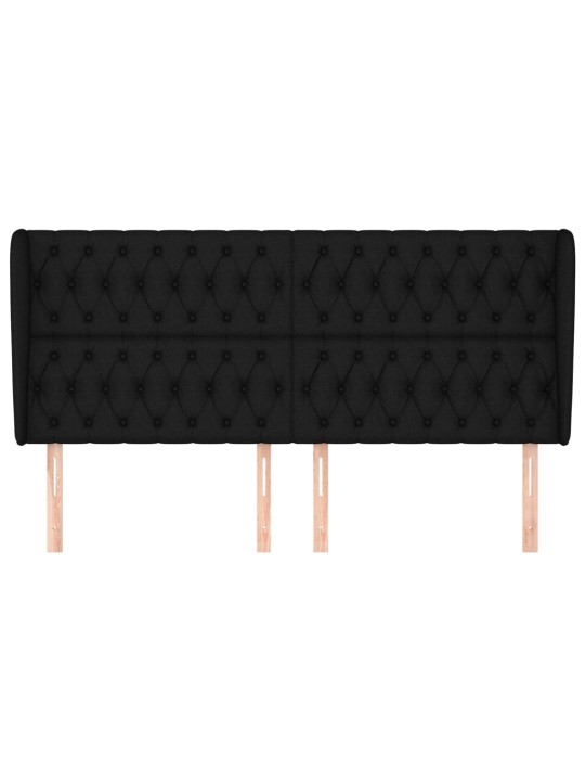 Čelo postele typu ušák černé 203x23x118/128 cm textil