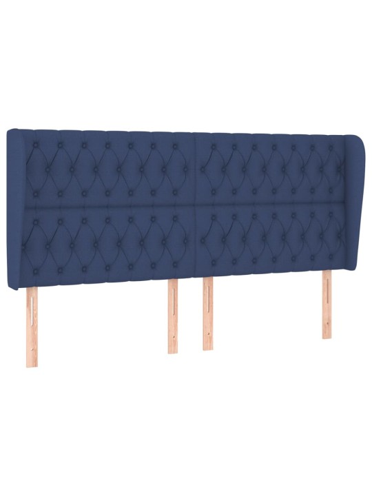 Čelo postele typu ušák modré 203x23x118/128 cm textil