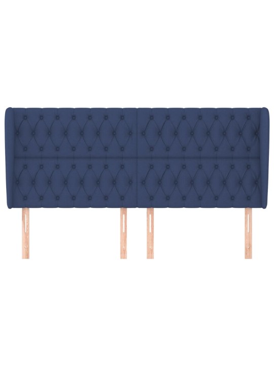 Čelo postele typu ušák modré 203x23x118/128 cm textil