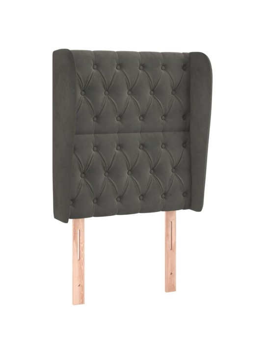Čelo postele typu ušák tmavě šedé 83 x 23 x 118/128 cm samet