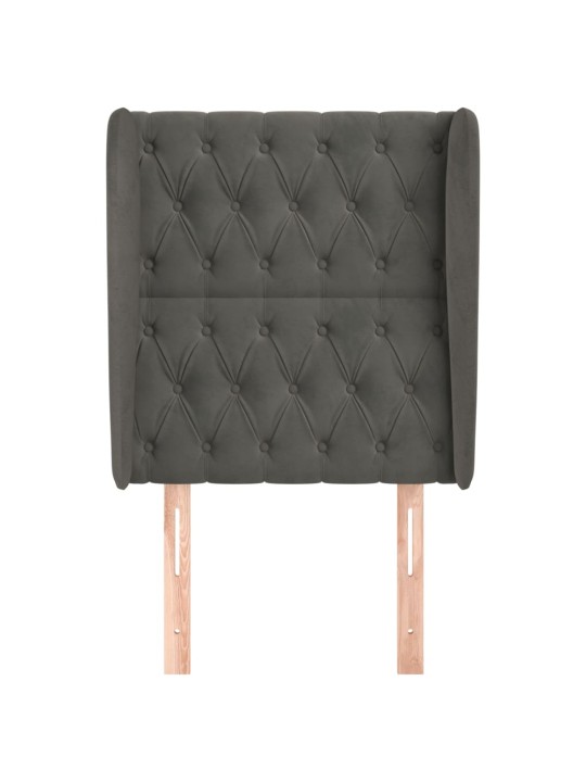 Čelo postele typu ušák tmavě šedé 83 x 23 x 118/128 cm samet