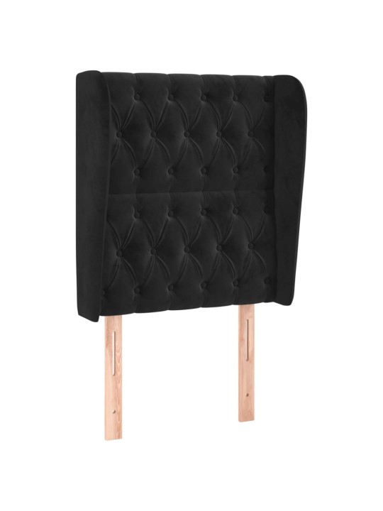 Čelo postele typu ušák černé 83 x 23 x 118/128 cm samet