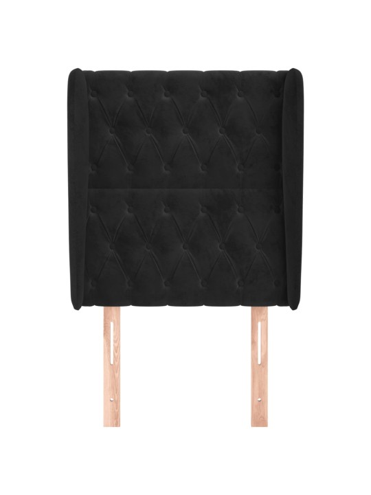Čelo postele typu ušák černé 83 x 23 x 118/128 cm samet