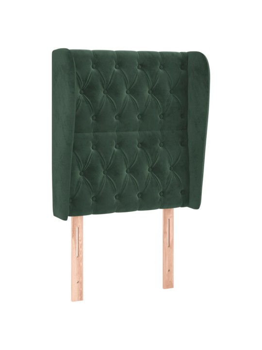 Čelo postele typu ušák tmavě zelené 83 x 23 x 118/128 cm samet