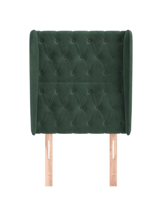 Čelo postele typu ušák tmavě zelené 83 x 23 x 118/128 cm samet