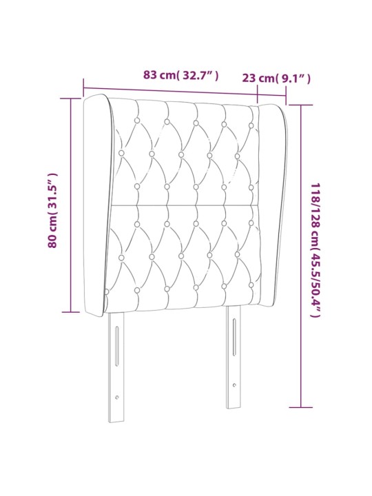Čelo postele typu ušák tmavě zelené 83 x 23 x 118/128 cm samet