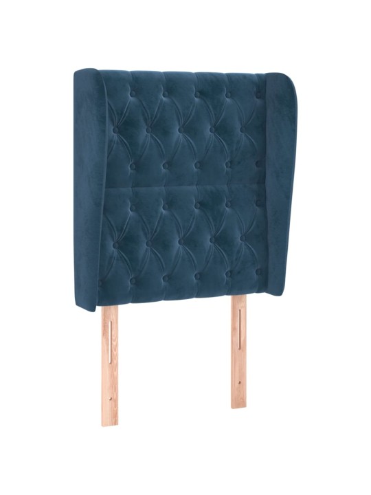 Čelo postele typu ušák tmavě modré 83 x 23 x 118/128 cm samet