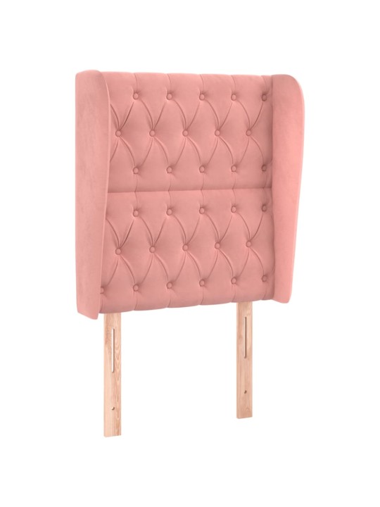 Čelo postele typu ušák růžové 83 x 23 x 118/128 cm samet