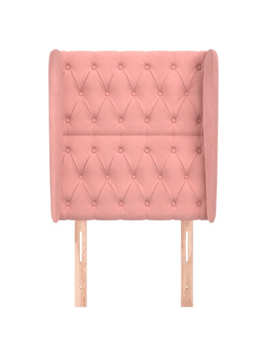 Čelo postele typu ušák růžové 83 x 23 x 118/128 cm samet