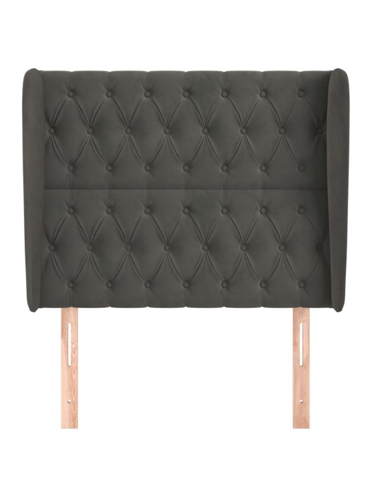 Čelo postele typu ušák tmavě šedé 93x23x118/128 cm samet
