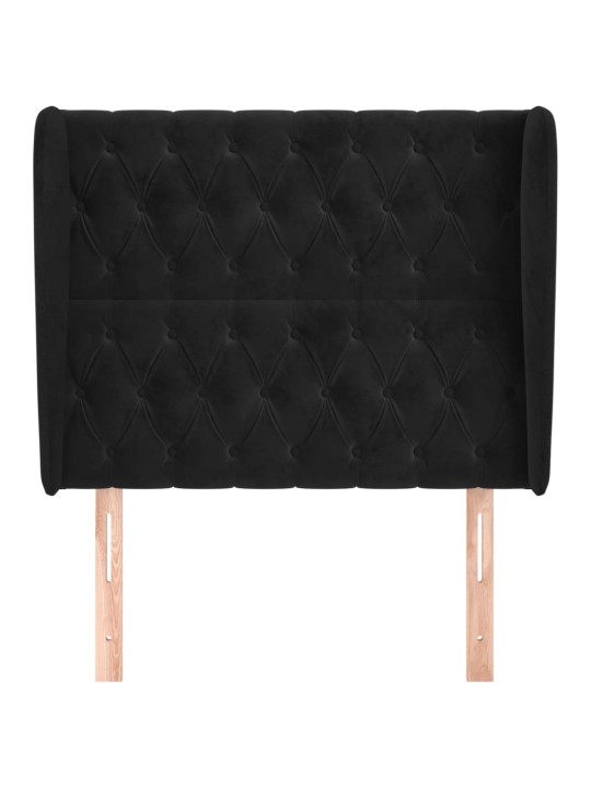 Čelo postele typu ušák černé 93x23x118/128 cm samet