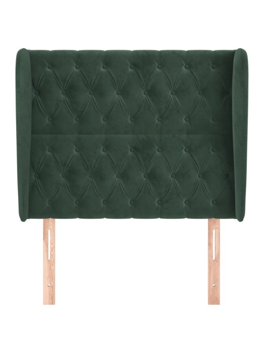 Čelo postele typu ušák tmavě zelená 93x23x118/128 cm samet