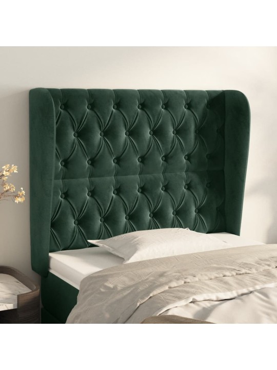Čelo postele typu ušák tmavě zelená 93x23x118/128 cm samet