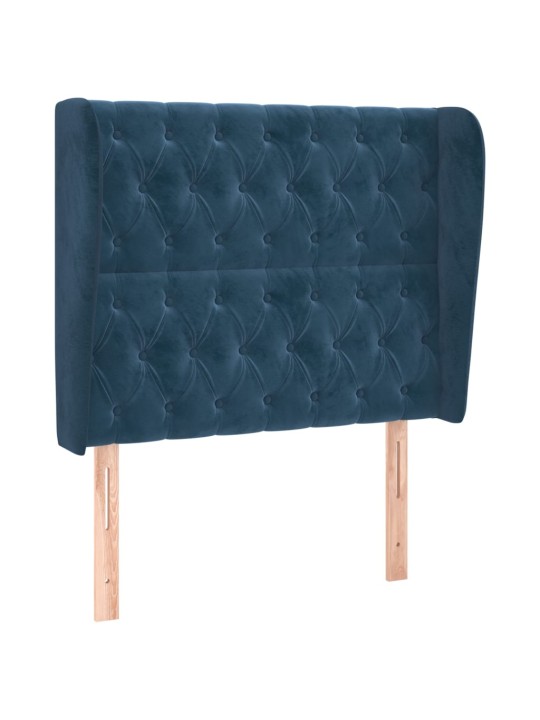 Čelo postele typu ušák tmavě modrá 93x23x118/128 cm samet