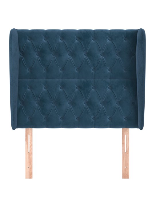 Čelo postele typu ušák tmavě modrá 93x23x118/128 cm samet