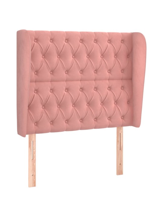 Čelo postele typu ušák růžové 93 x 23 x 118/128 cm samet