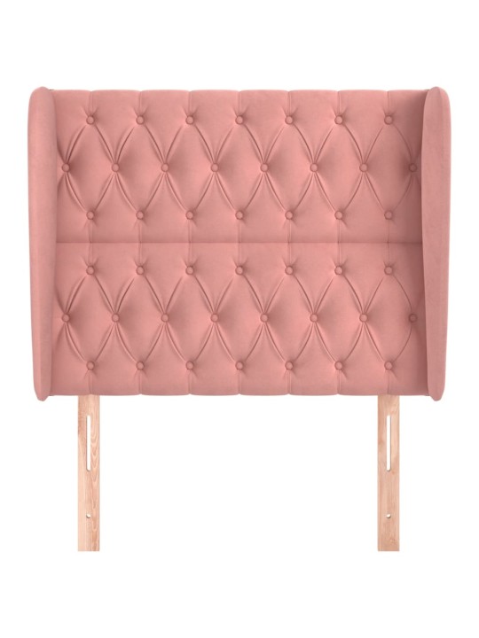 Čelo postele typu ušák růžové 93 x 23 x 118/128 cm samet