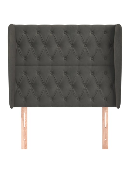 Čelo postele typu ušák tmavě šedé 103x23x118/128 cm samet