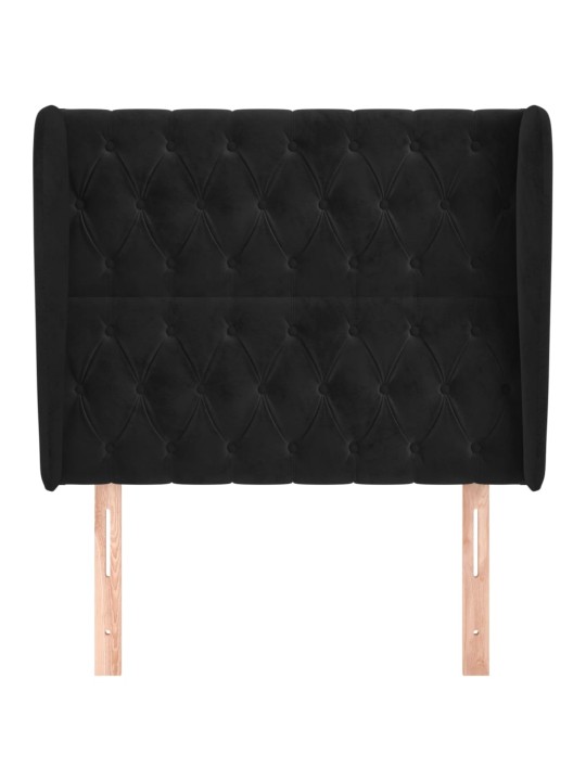 Čelo postele typu ušák černé 103x23x118/128 cm samet