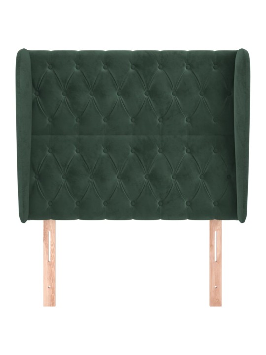 Čelo postele typu ušák tmavě zelená 103x23x118/128 cm samet