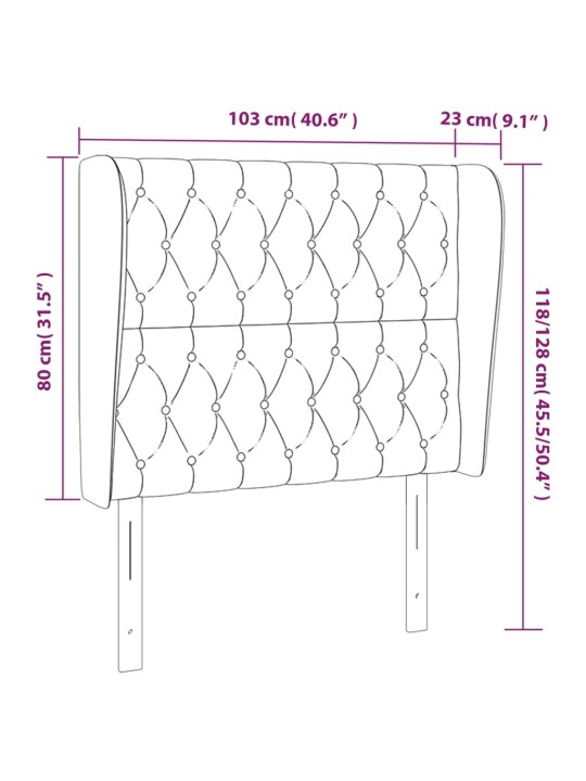 Čelo postele typu ušák tmavě zelená 103x23x118/128 cm samet