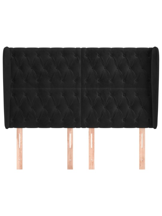 Čelo postele typu ušák černé 147x23x118/128 cm samet