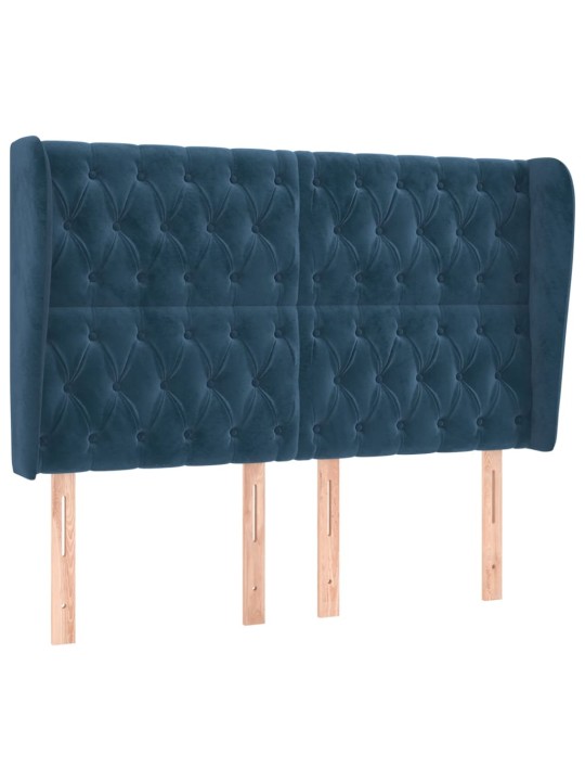 Čelo postele typu ušák tmavě modrá 147x23x118/128 cm samet