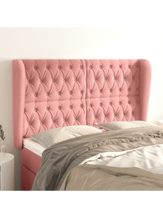Čelo postele typu ušák růžové 147x23x118/128 cm samet