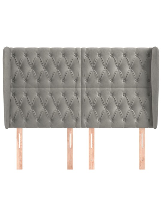 Čelo postele typu ušák světle šedé 163x23x118/128 cm samet