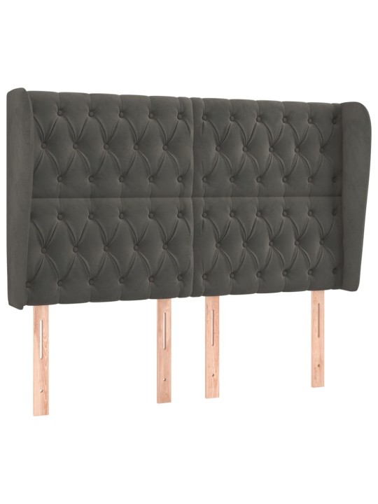 Čelo postele typu ušák tmavě šedé 163x23x118/128 cm samet