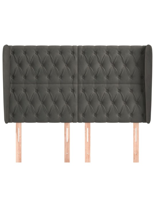 Čelo postele typu ušák tmavě šedé 163x23x118/128 cm samet