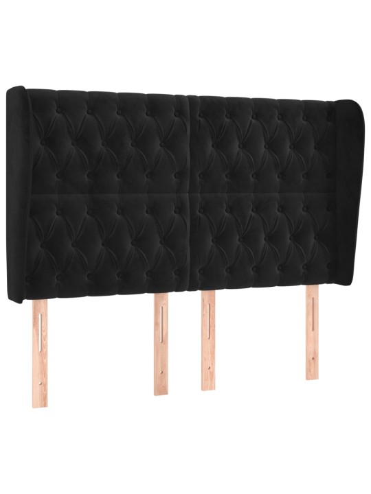 Čelo postele typu ušák černé 163x23x118/128 cm samet
