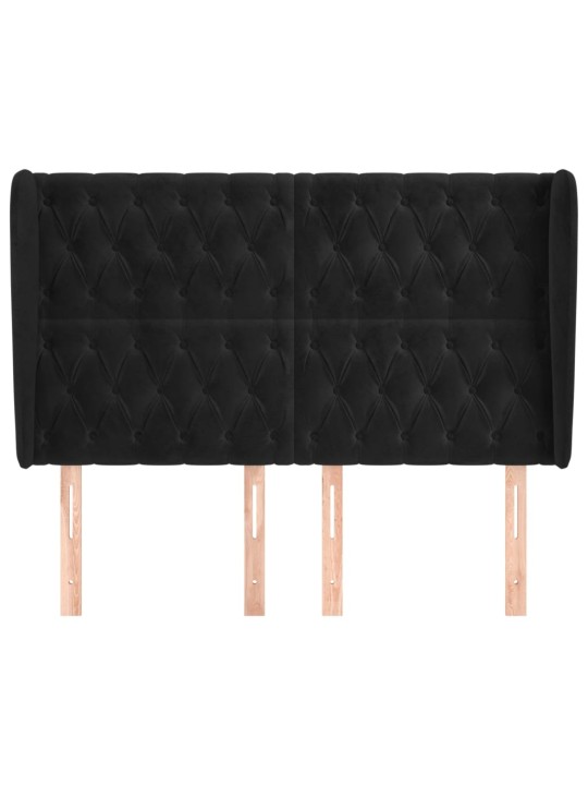 Čelo postele typu ušák černé 163x23x118/128 cm samet