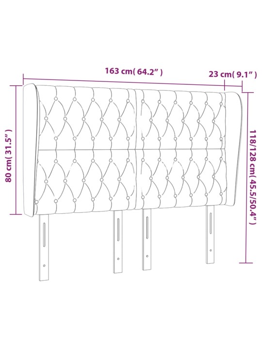 Čelo postele typu ušák černé 163x23x118/128 cm samet