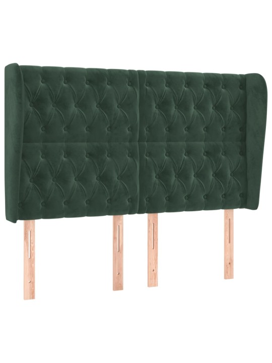 Čelo postele typu ušák tmavě zelená 163x23x118/128 cm samet