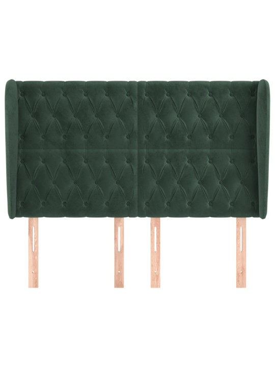 Čelo postele typu ušák tmavě zelená 163x23x118/128 cm samet