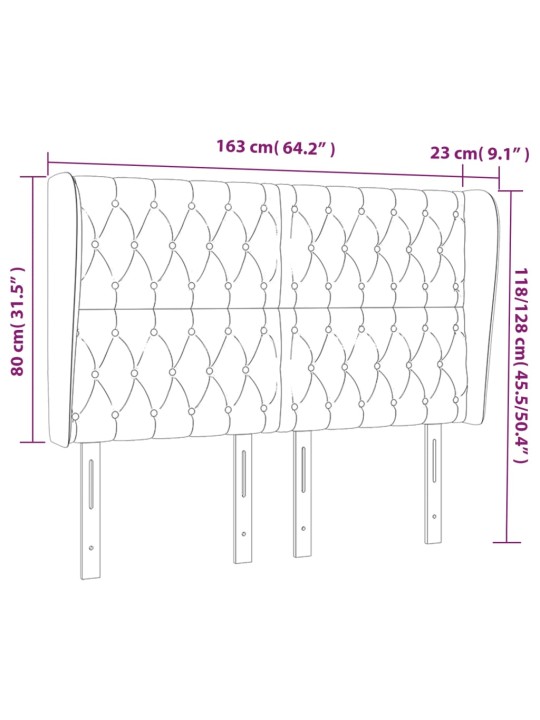 Čelo postele typu ušák tmavě zelená 163x23x118/128 cm samet