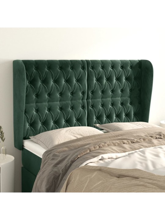 Čelo postele typu ušák tmavě zelená 163x23x118/128 cm samet