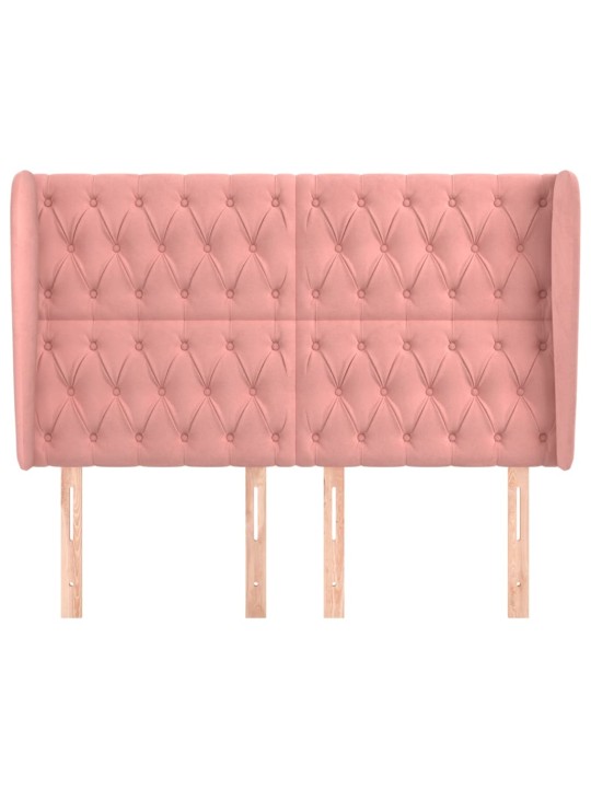 Čelo postele typu ušák růžová 163x23x118/128 cm samet