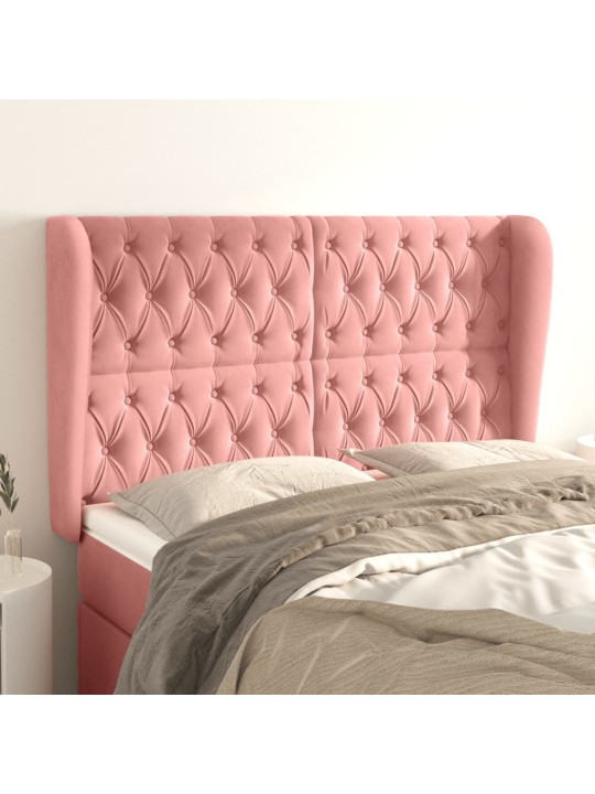 Čelo postele typu ušák růžová 163x23x118/128 cm samet